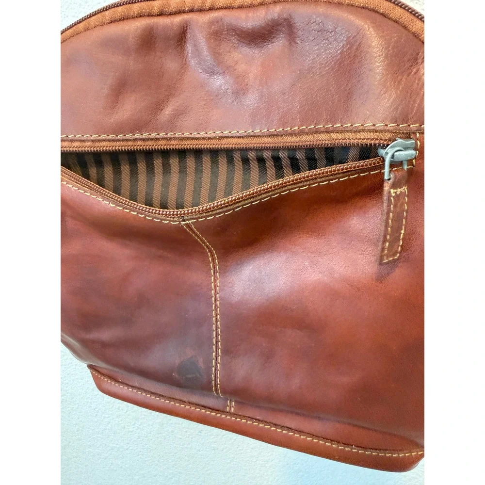 Jack Georges Voyager Brown Buffalo Leather Convertible Backpack Sling Bag